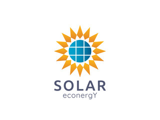 Solar panel energy logo icon. zero waste concept design