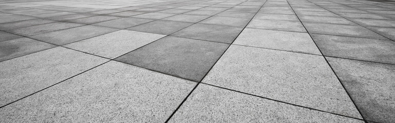 Perspective View of Monotone Gray Brick Stone on The Ground for Street Road. Sidewalk, Driveway,...