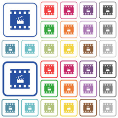 Movie production outlined flat color icons