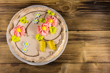 Kiev cake with cream, nuts and meringue