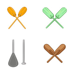 Paddles icon set, cartoon style