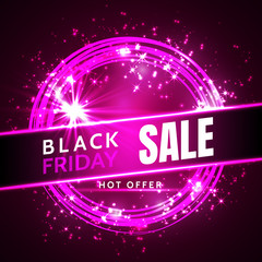 black friday sale neon vector banners. illustration