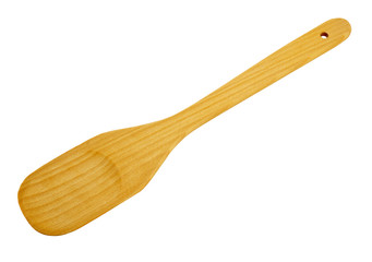wooden spatula for kitchen utensils on white background