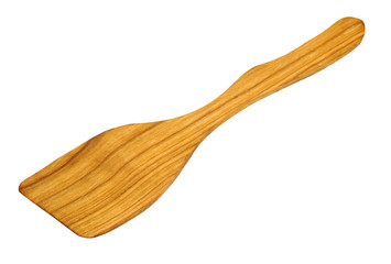 wooden spatula for kitchen utensils on white background