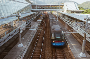 Train with station platform