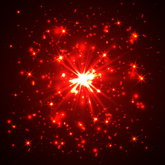 Red vector dust explosion on black background