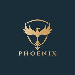 Phoenix shield logo. Easy to change size, color and text