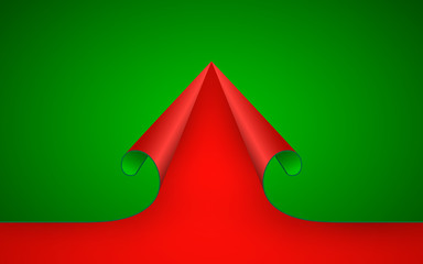 Obraz premium Christmas paper background curled corner, vector