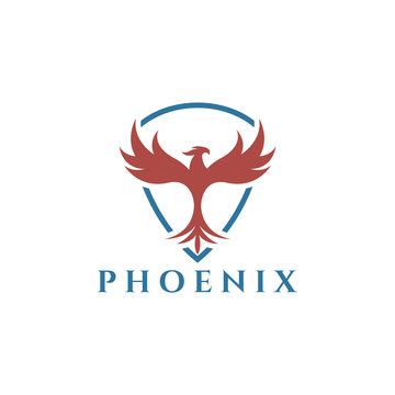 Phoenix shield logo. Easy to change size, color and text