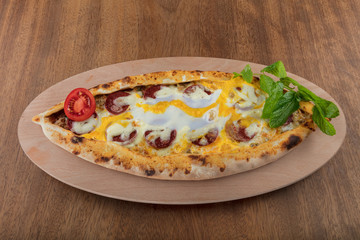 turkish traditional pita pide cheese and meat