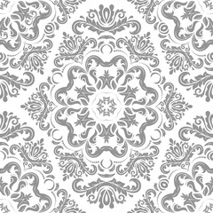 Classic seamless vector pattern. Damask orient ornament. Classic vintage silver background