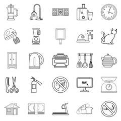 Comfortable icons set, outline style