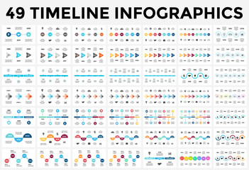 Fototapeta na wymiar Vector arrows semicircles timeline infographic, diagram chart, graph presentation. Business progress concept with 3, 4, 5, 6, 7, 8 options, parts, steps, processes.