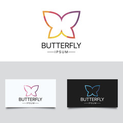 Abstract Low Poly Butterfly Logo. Three color versions.