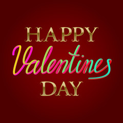 Happy Valentines Day golden and fluid 3d lettering text for greeting card design.