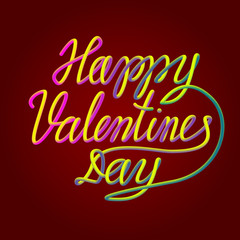 Happy Valentines Day colorful blended 3d lettering text for greeting card design.