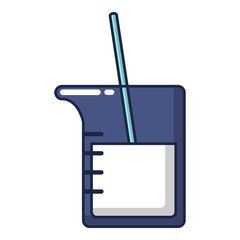 Science flask icon, cartoon style