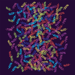 Sale Banner Confetti. Vector Falling Down -10, -20, -30, -40, -50, -70, 90 Banner or Sticker. Holidays Shopping Promotion Ads. Rebate Badge, Price Discount Hipster Sale Banner, Frame or Border