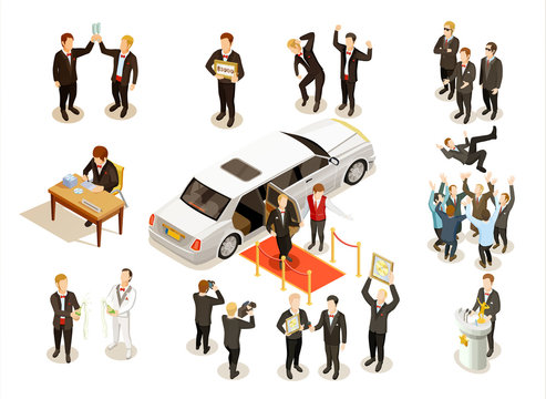Music Award Ceremony Isometric Icons Collection 