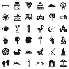 Puzzle icons set, simple style