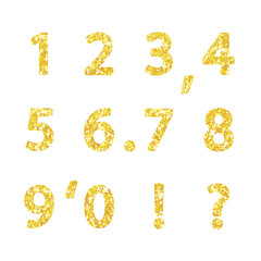 Luxury festive Golden glitter sparkling alphabet numbers