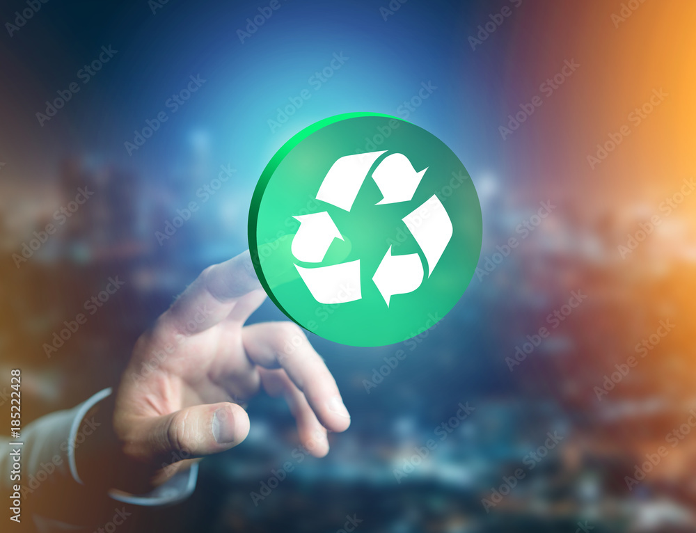 Poster view of a technology ecologic interface with icon displayed on a technology interface