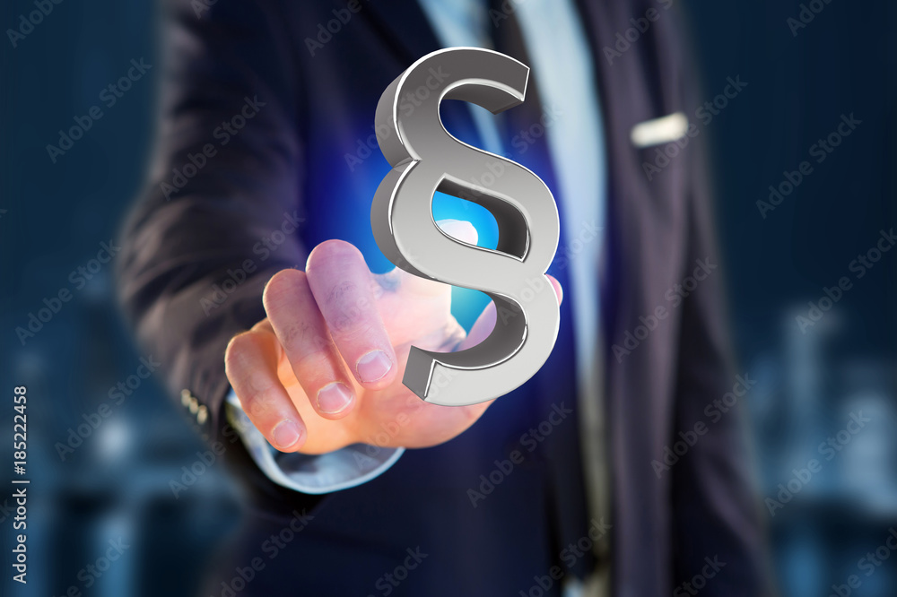 Poster justice and law symbol displayed on a futuristic interface - 3d rendering
