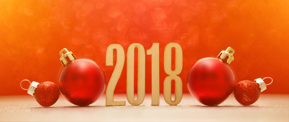 Happy new year 2018 background with christmas decoration
