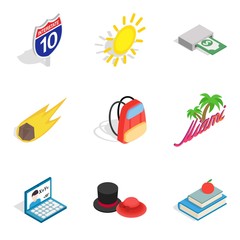Nooning icons set, isometric style