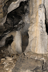 Natural cave columns like statues