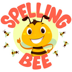 Vector Illustration of Bee with Spelling Bee word