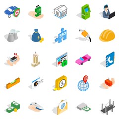 Concern icons set, isometric style