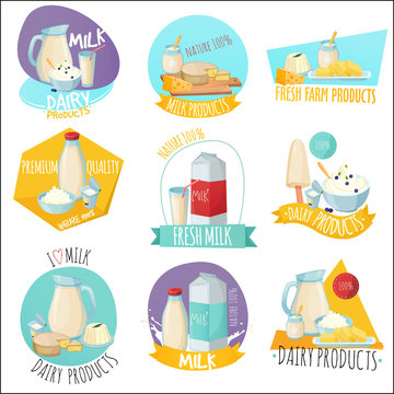Dairy Products Set Of Logos