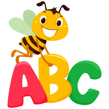 Vector Illustration of Bee with ABC letters