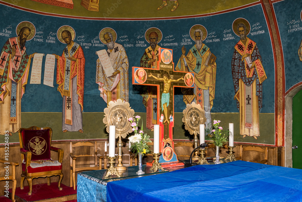 Wall mural sanctuary of melkite cathedral front view from a side