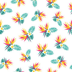 Fototapeta premium Floral paradise tropic seamless pattern