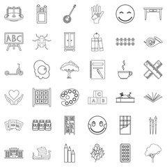 Playground icons set, outline style