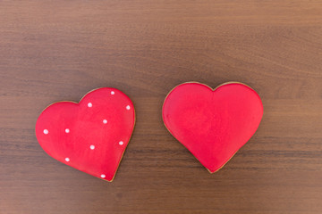 Naklejka na ściany i meble Heart shaped cookies for valentine day on wooden table