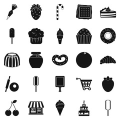 Sweet flavour icons set, simple style