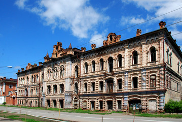 The architectural monument "merchant's House of Vilner". Landmark "pearl" of the city of Minusinsk, Siberia, Krasnoyarsk Krai. Is not saved. Destroyed by the vandals.