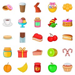 Delicious bake icons set, cartoon style
