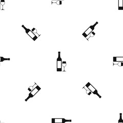 Bottle of wine pattern seamless black