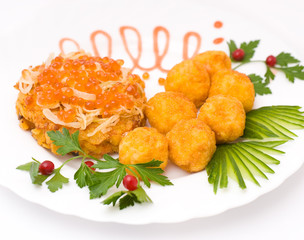 salmon chop with red caviar