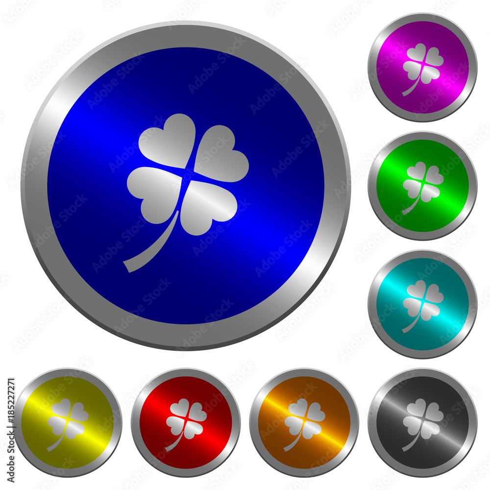 Poster four leaf clover luminous coin-like round color buttons
