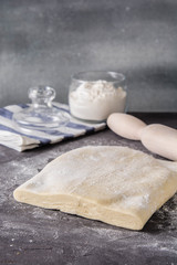 Homemade raw puff pastry.