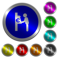 Euro cash machine luminous coin-like round color buttons