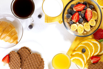 Delicious breakfast on table