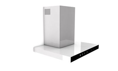 Silver cooker hood isolated on white background 3d render
