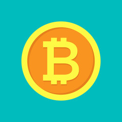 Bitcoin icon, payment symbol. Cryptocurrency, virtual internet money