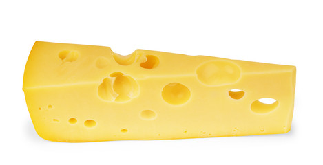 Piece of cheese isolated on white